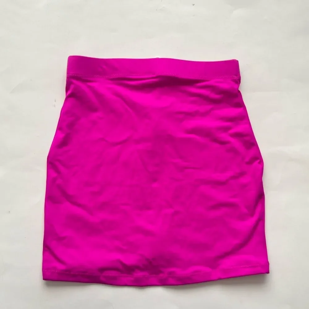 Skims Sporty Zipper Swim Mini Skirt Hibiscus Pink NEW NWT XXS